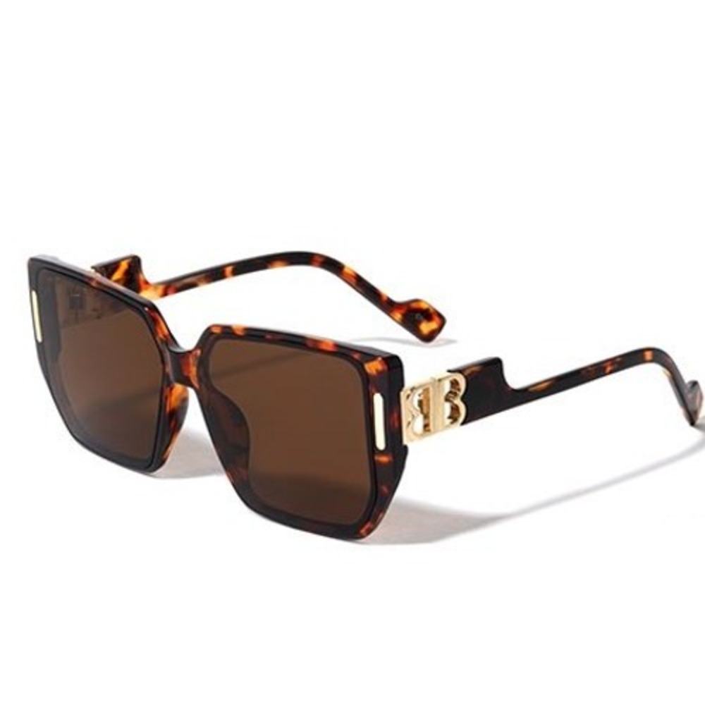 Square Tortoise Sunglasses Women's Brown Lens Fashion Designer Fashion Lentes